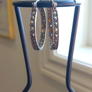 Hoop marcasite earrings.